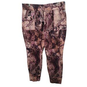 Soulgani Active Women's Brown & Pink Earthy Pattern Capri Leggings Size L